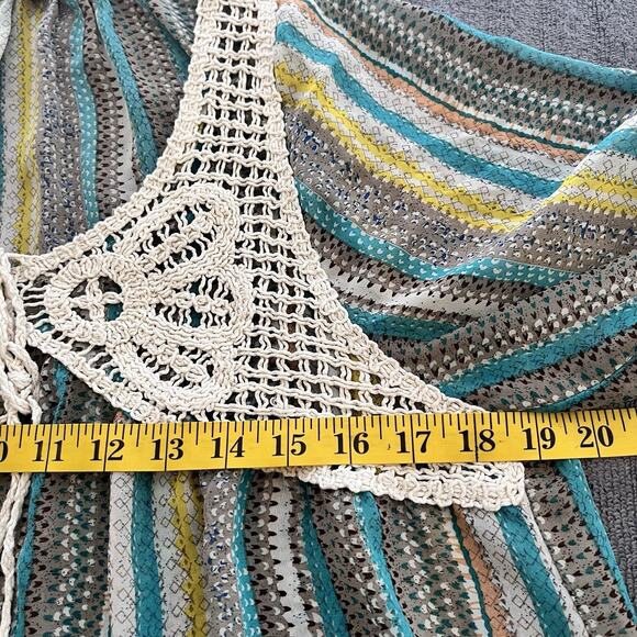 Umgee Womens Long Sleeve Multicolor Boho Front Crochet Blouse Size L - Picture 5 of 6